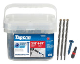 Buildex Tapcon 28550 Concrete Screw Anchor, 3/16 in Dia, 1-1/4 in L, Steel, Climaseal